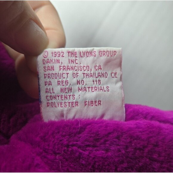 Vintage Dakin 1992 Barney Plush Purple Dinosaur 14” Barney & Friends with shirt - Picture 5 of 7